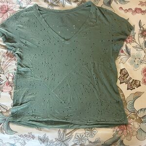 Women's Green oversized free people’s V-Neck Top